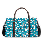 Blue Watercolor Butterfly Pattern Print Duffle Bag
