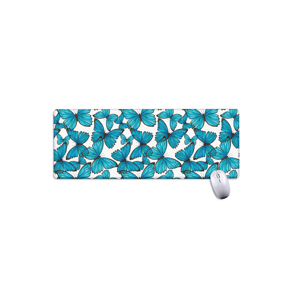 Blue Watercolor Butterfly Pattern Print Extended Mouse Pad