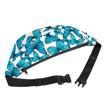 Blue Watercolor Butterfly Pattern Print Fanny Pack