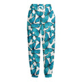 Blue Watercolor Butterfly Pattern Print Fleece Lined Knit Pants