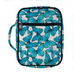 Blue Watercolor Butterfly Pattern Print Front Pocket Bible Bag