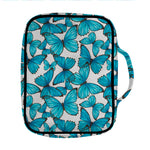 Blue Watercolor Butterfly Pattern Print Front Pocket Bible Bag