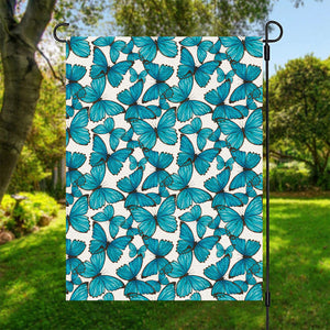 Blue Watercolor Butterfly Pattern Print Garden Flag