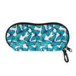 Blue Watercolor Butterfly Pattern Print Glasses Case