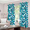 Blue Watercolor Butterfly Pattern Print Grommet Curtains