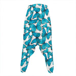 Blue Watercolor Butterfly Pattern Print Hammer Pants