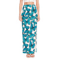 Blue Watercolor Butterfly Pattern Print High Slit Maxi Skirt