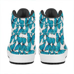 Blue Watercolor Butterfly Pattern Print High Top Leather Sneakers