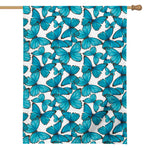 Blue Watercolor Butterfly Pattern Print House Flag