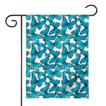 Blue Watercolor Butterfly Pattern Print House Flag
