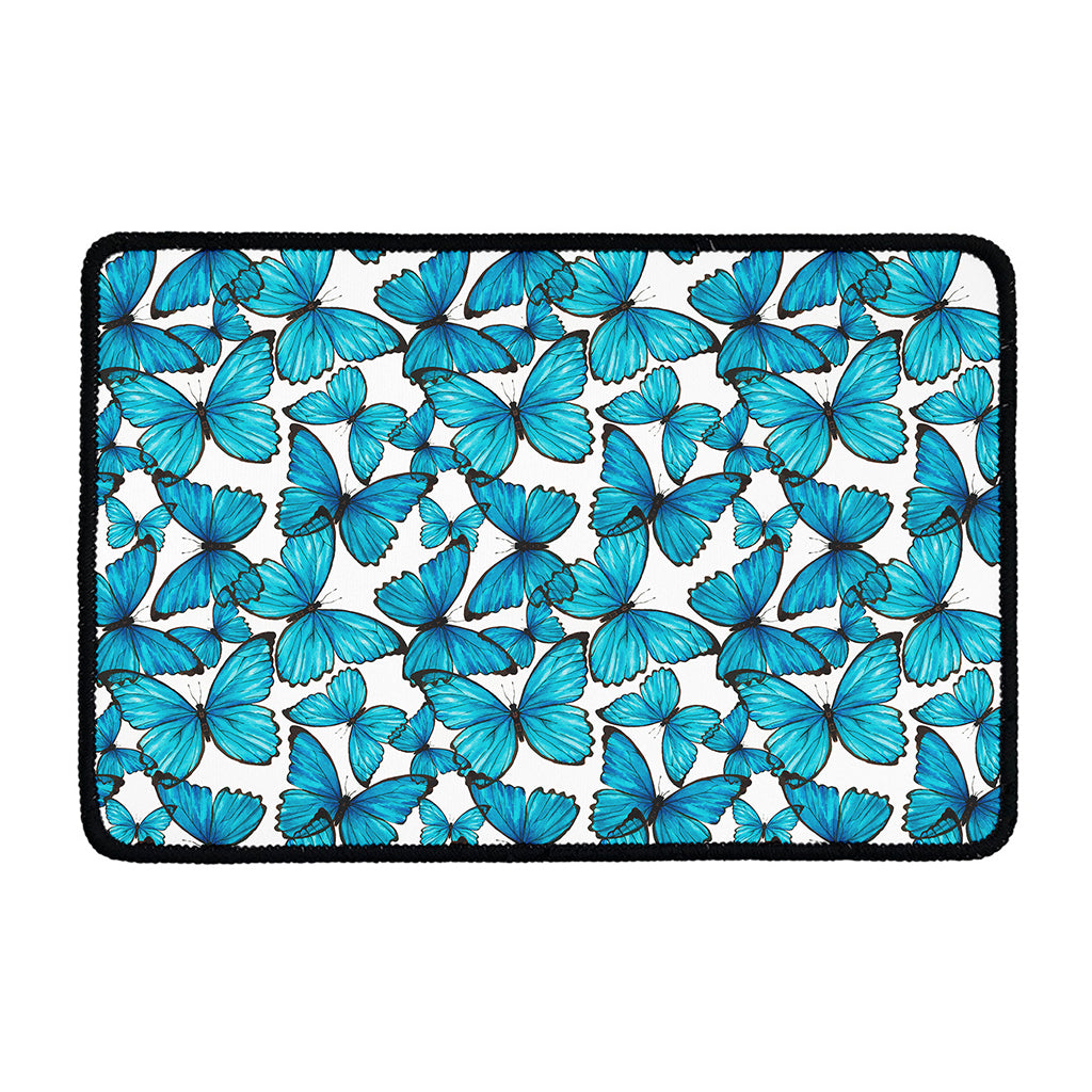 Blue Watercolor Butterfly Pattern Print Kitchen Mat