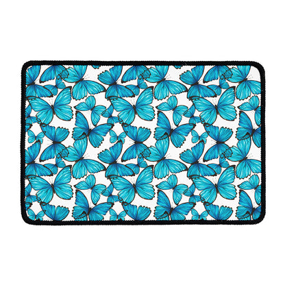 Blue Watercolor Butterfly Pattern Print Kitchen Mat