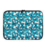 Blue Watercolor Butterfly Pattern Print Laptop Sleeve