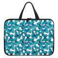 Blue Watercolor Butterfly Pattern Print Laptop Sleeve With Handle
