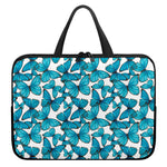 Blue Watercolor Butterfly Pattern Print Laptop Sleeve With Handle