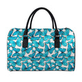 Blue Watercolor Butterfly Pattern Print Leather Duffel Bag