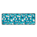 Blue Watercolor Butterfly Pattern Print Long Kitchen Mat