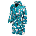 Blue Watercolor Butterfly Pattern Print Men's Bathrobe