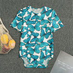 Blue Watercolor Butterfly Pattern Print Men's Bodysuit