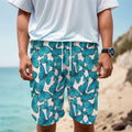 Blue Watercolor Butterfly Pattern Print Men's Cargo Shorts