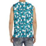 Blue Watercolor Butterfly Pattern Print Men's Fitness Tank Top