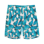 Blue Watercolor Butterfly Pattern Print Men's Sports Shorts