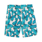 Blue Watercolor Butterfly Pattern Print Men's Sports Shorts