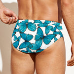 Blue Watercolor Butterfly Pattern Print Men's Swim Briefs