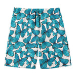 Blue Watercolor Butterfly Pattern Print Men's Swim Trunks