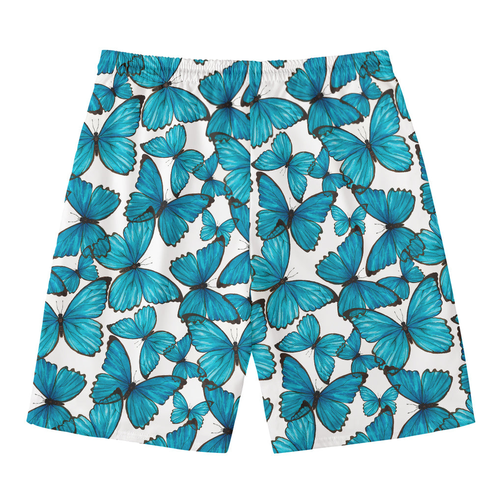 Blue Watercolor Butterfly Pattern Print Men's Swim Trunks