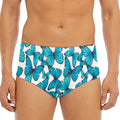 Blue Watercolor Butterfly Pattern Print Men's Triangle Swim Briefs