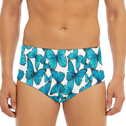 Blue Watercolor Butterfly Pattern Print Men's Triangle Swim Briefs