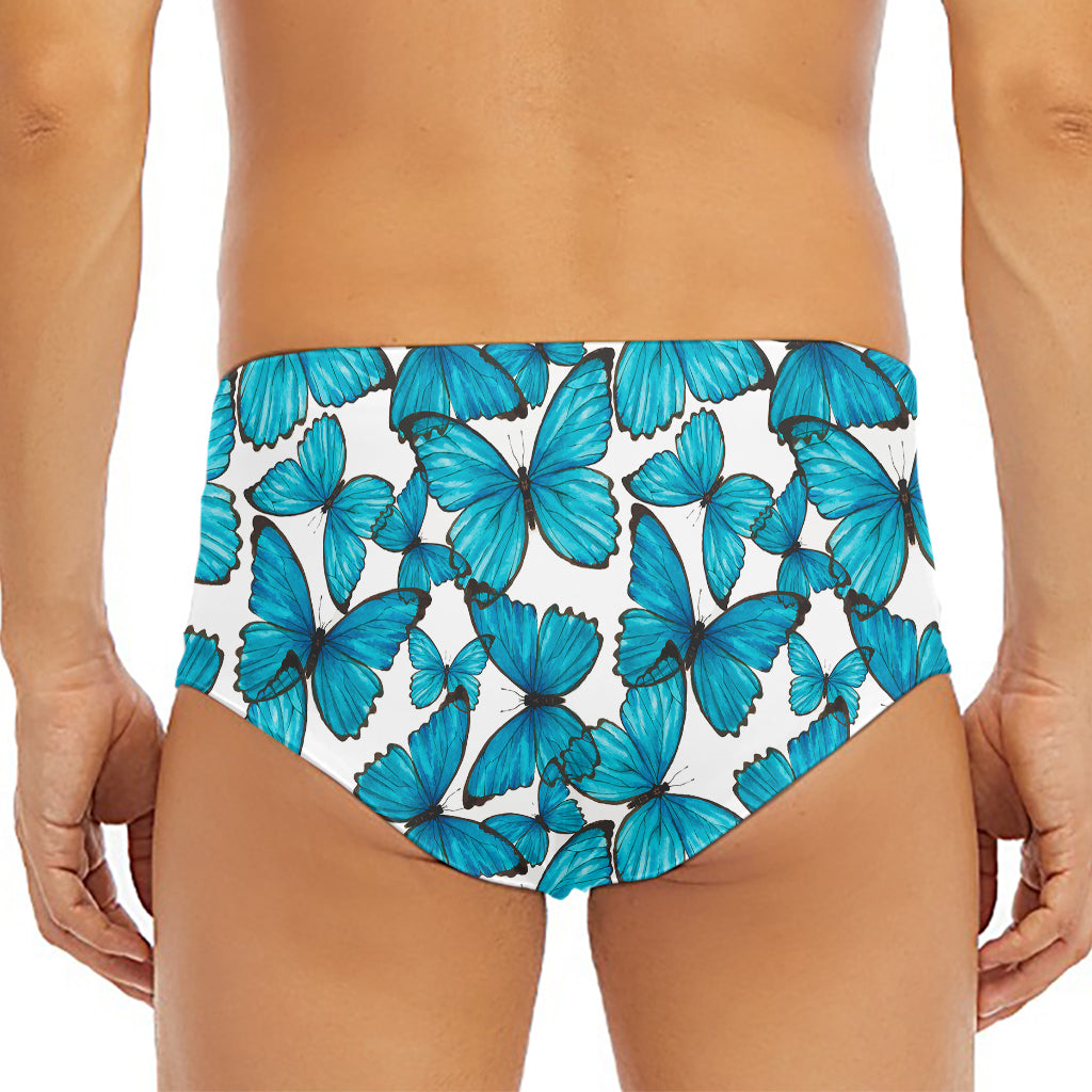 Blue Watercolor Butterfly Pattern Print Men's Triangle Swim Briefs