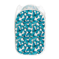 Blue Watercolor Butterfly Pattern Print Mesh Laundry Hamper