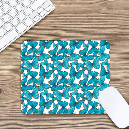 Blue Watercolor Butterfly Pattern Print Mouse Pad