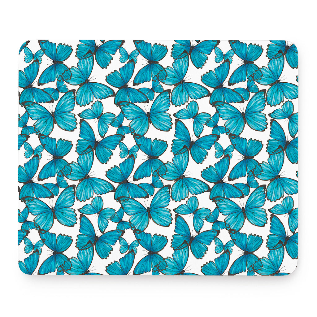 Blue Watercolor Butterfly Pattern Print Mouse Pad