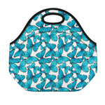 Blue Watercolor Butterfly Pattern Print Neoprene Lunch Bag