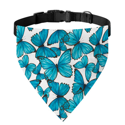 Blue Watercolor Butterfly Pattern Print Over The Collar Dog Bandana