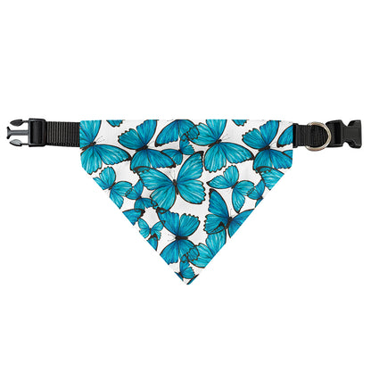 Blue Watercolor Butterfly Pattern Print Over The Collar Dog Bandana