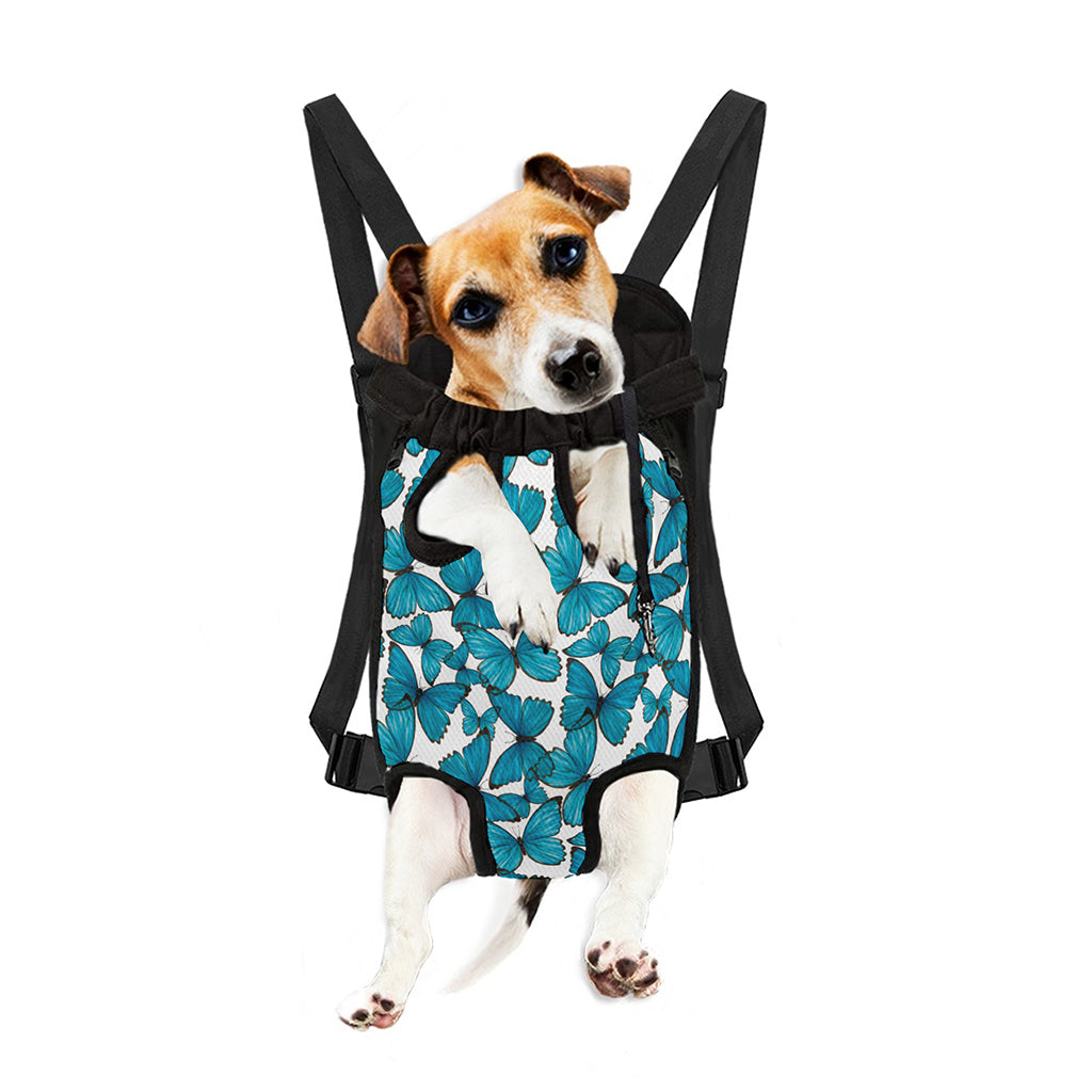Blue Watercolor Butterfly Pattern Print Pet Carrier Backpack
