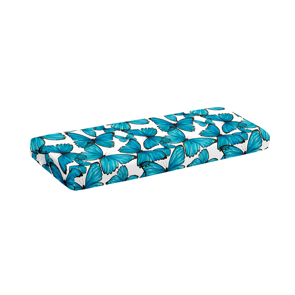 Blue Watercolor Butterfly Pattern Print Piano Keyboard Cover