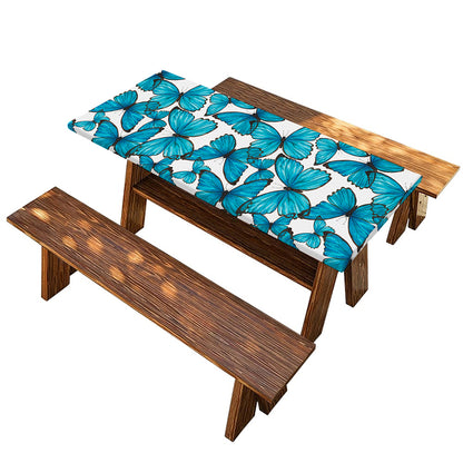 Blue Watercolor Butterfly Pattern Print Picnic Table Cover