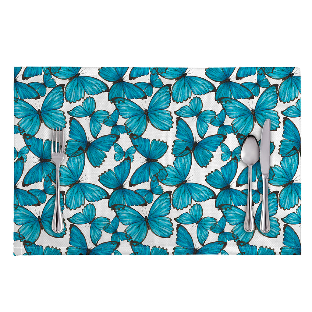 Blue Watercolor Butterfly Pattern Print Placemat
