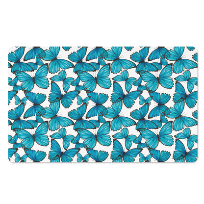 Blue Watercolor Butterfly Pattern Print Polyester Doormat