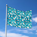 Blue Watercolor Butterfly Pattern Print Polyester Flag