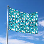 Blue Watercolor Butterfly Pattern Print Polyester Flag