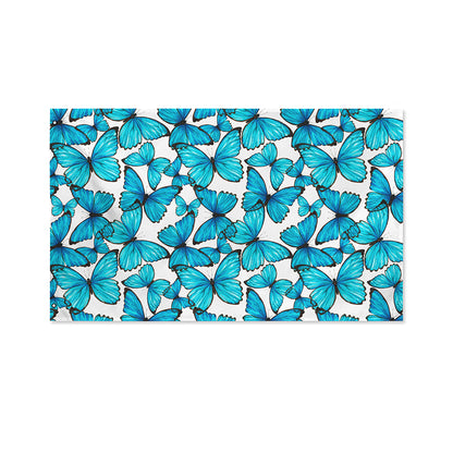Blue Watercolor Butterfly Pattern Print Polyester Flag