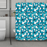 Blue Watercolor Butterfly Pattern Print Polyester Shower Curtain