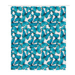 Blue Watercolor Butterfly Pattern Print Polyester Shower Curtain