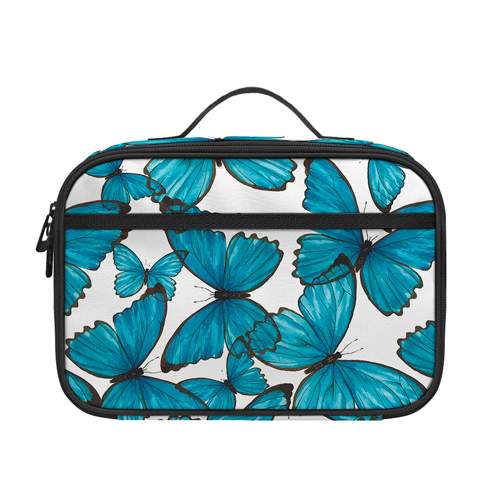 Blue Watercolor Butterfly Pattern Print Portable Lunch Bag